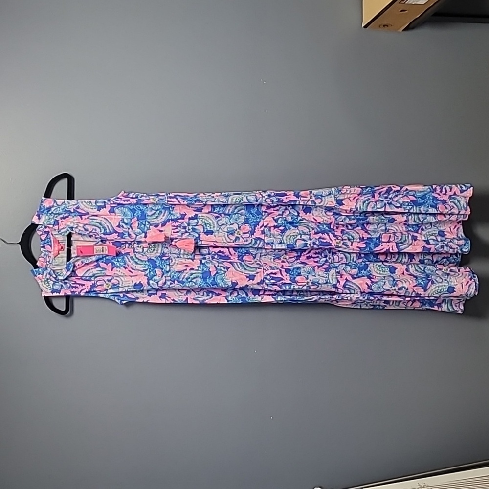 Lilly Pulitzer Malone Blue Tang Medium Vibrant Pink and Blue Maxi Dress NWT